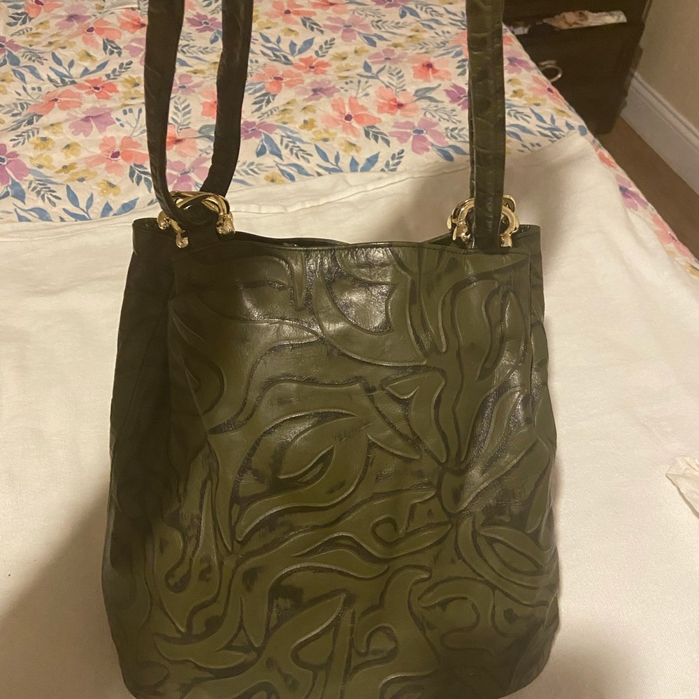 Green leather bag